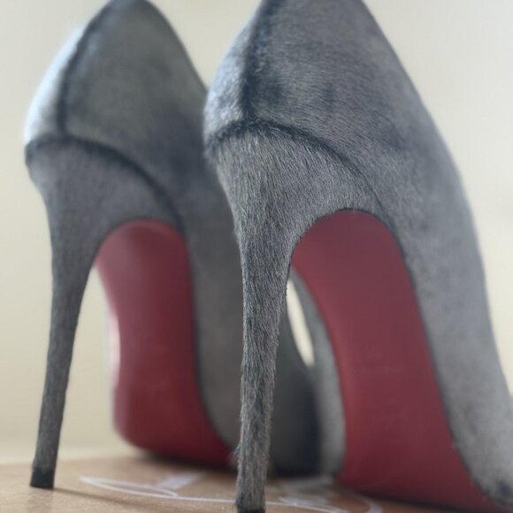 Christian Louboutin Silver Pony Hair Pumps - Picture 2 of 9